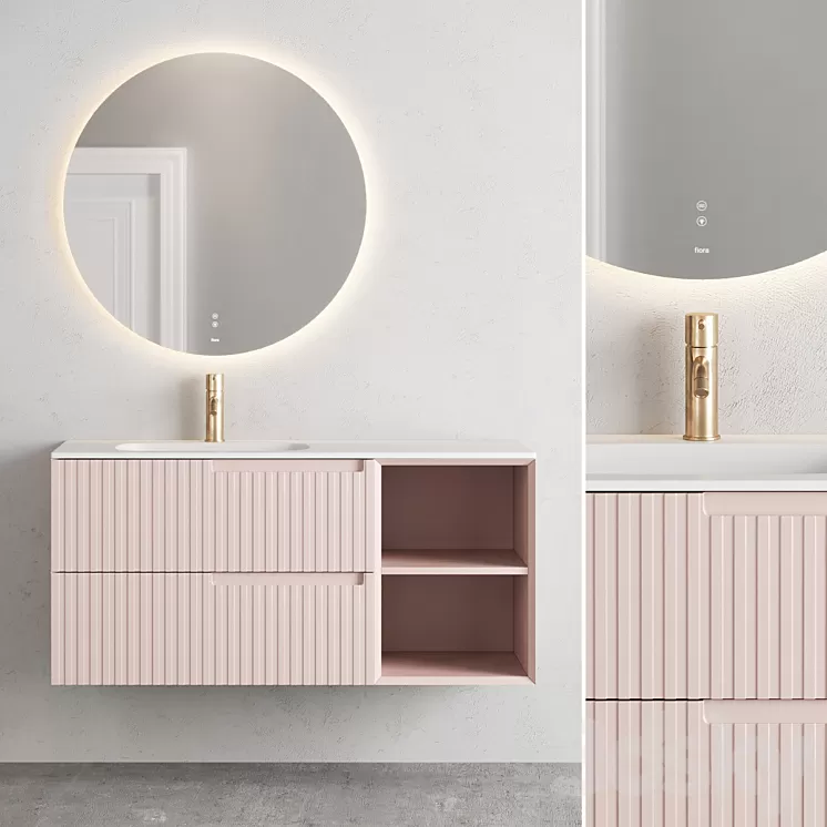 Fiora synergy vanity unit set 2 3D Model