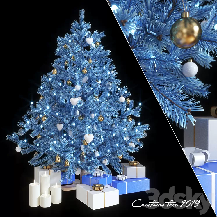 Fir-tree artificial New Year's blue 3D Model
