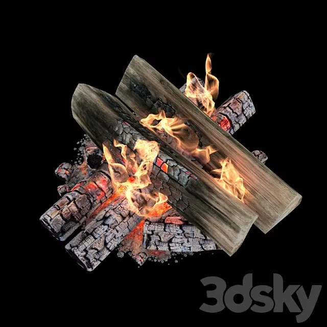 Fire and firewood with animation 3DModel