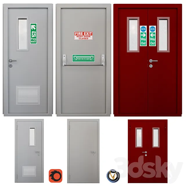 Fire door 2 (3 pcs.) 3D Model