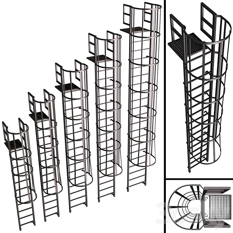 Fire escape / Fire safety elements 3D Model Free