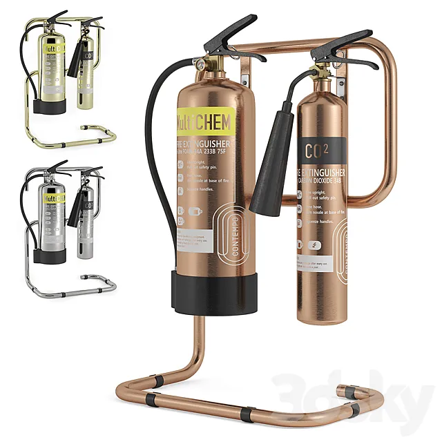 Fire Extinguisher on Commanderfire Contempo Fire Extinguisher Stands 3D Model