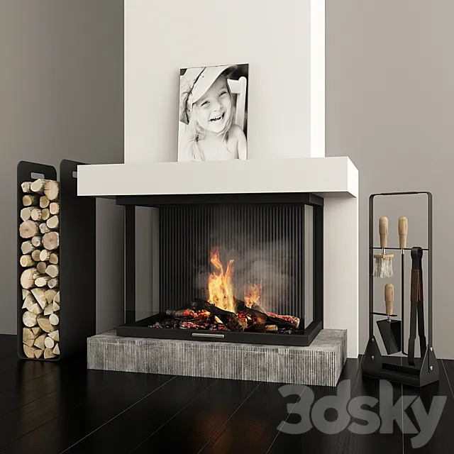 Fireplace and accessories 3D Model