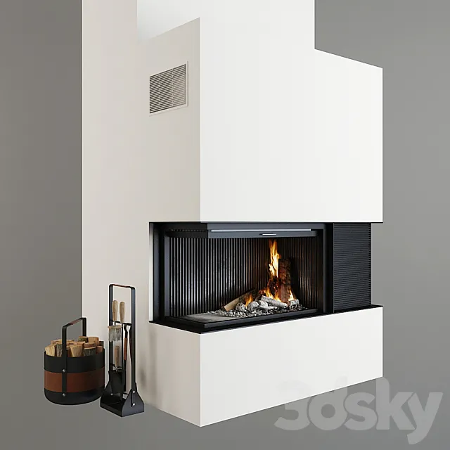 Fireplace and accessories 3DModel