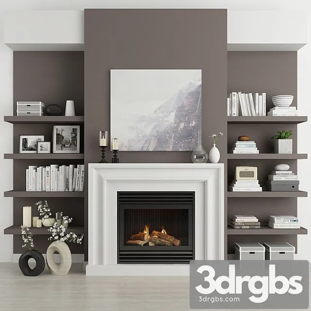Fireplace and decor 19 3D Model Free