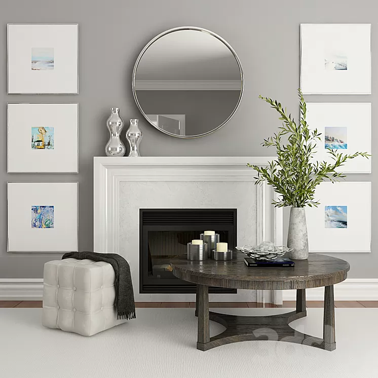 Fireplace and decor 2 3D Model