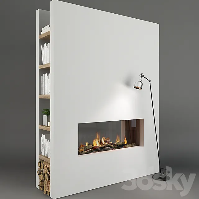 Fireplace and decor_15 3D Model