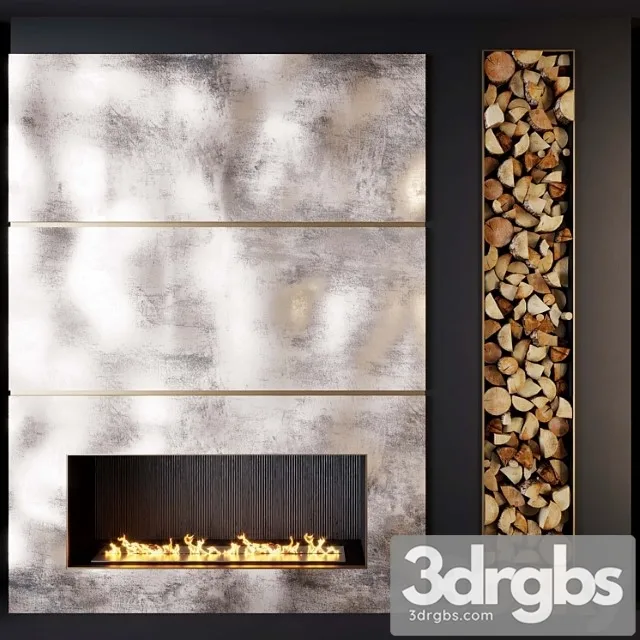 Fireplace and firewood 1 3D Model Free