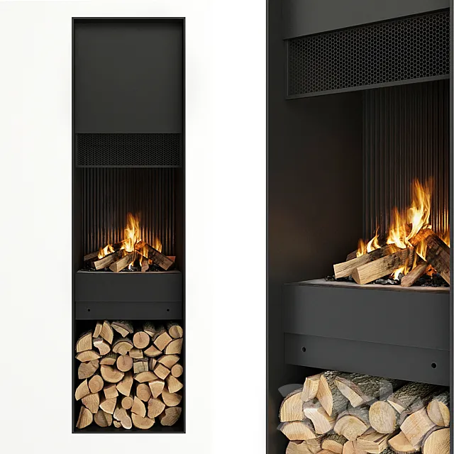 Fireplace and firewood 3DModel