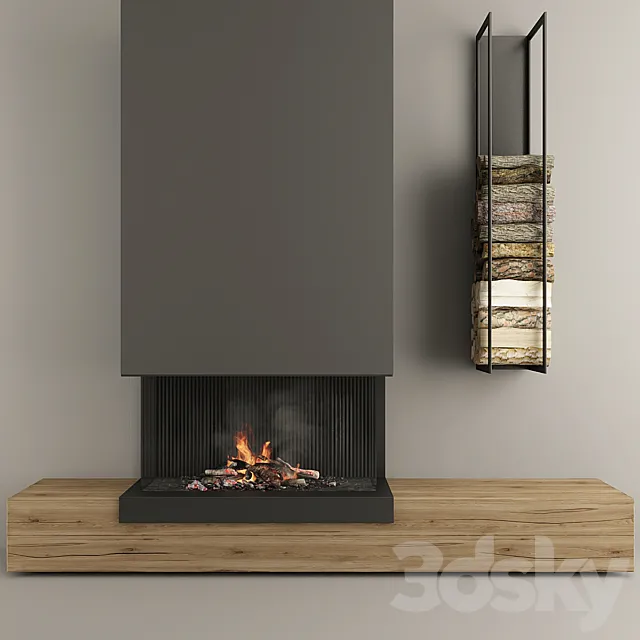 Fireplace and firewood3 3D Model