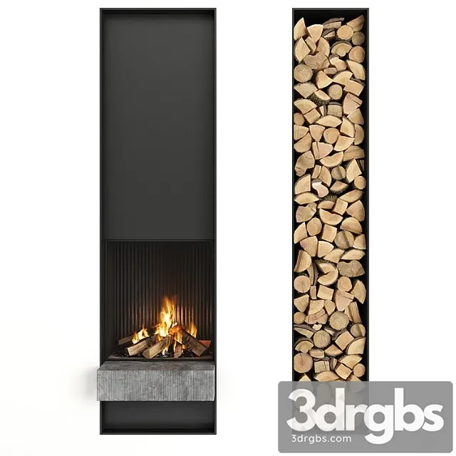 Fireplace and firewood_1 3D Model Free