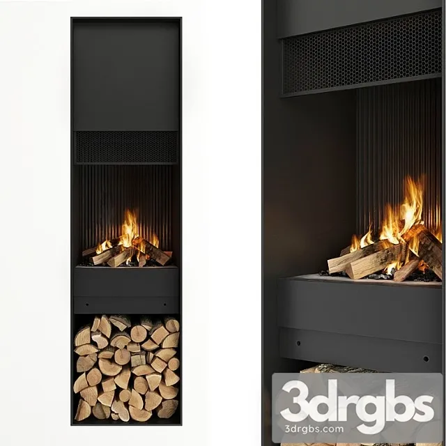 Fireplace and firewood_3 3D Model Free