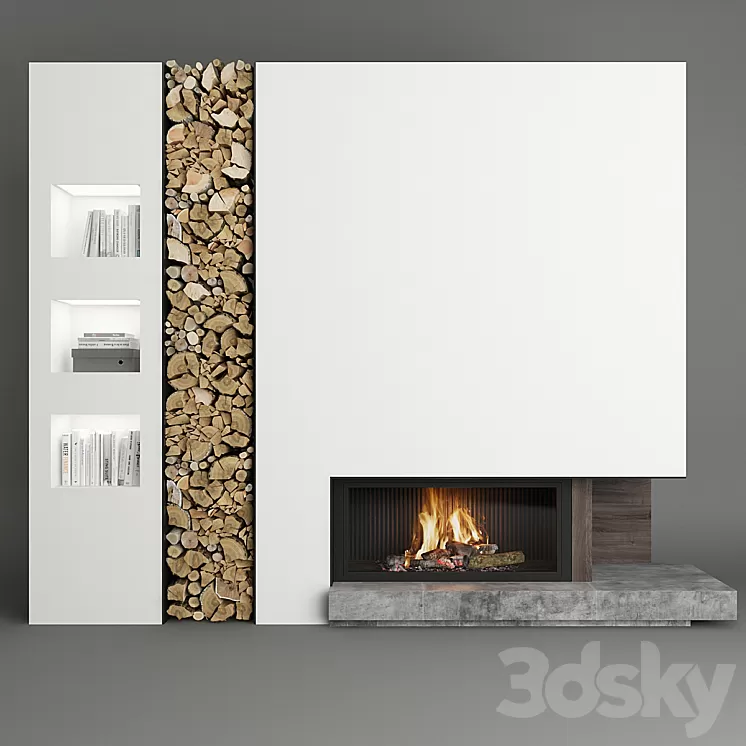 Fireplace and firewood_6 3D Model