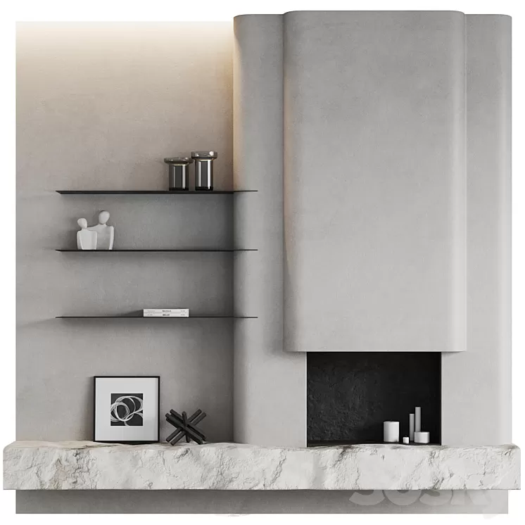Fireplace area Monolithic 3D Model