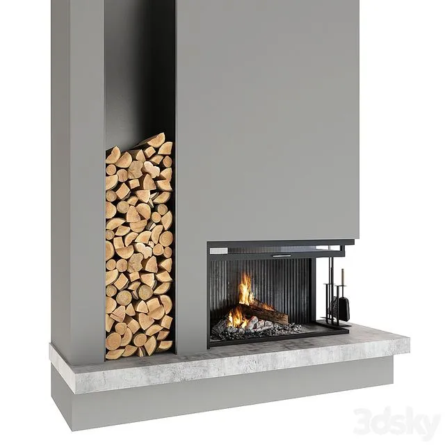 Fireplace (grey) 3D Model