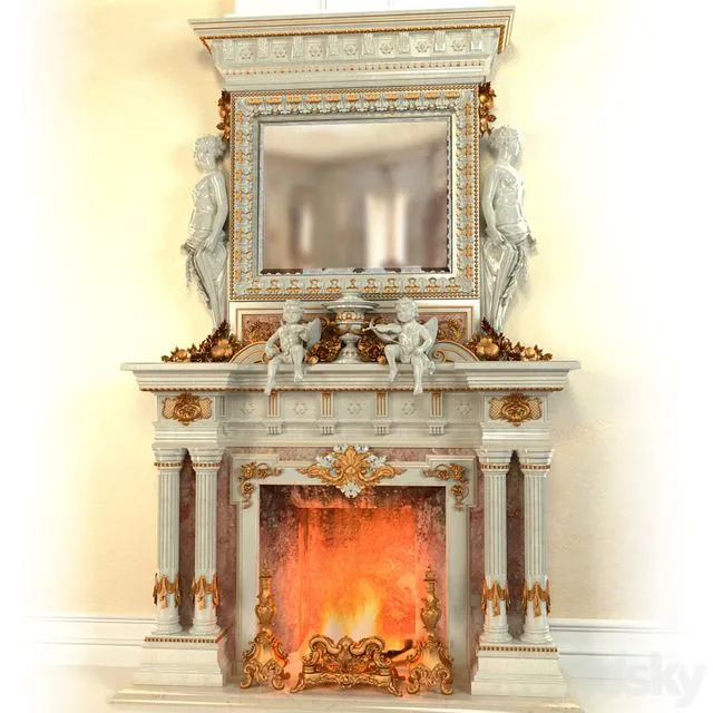 Fireplace in the Baroque style 3D Model