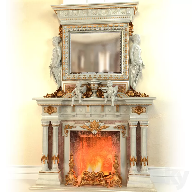 Fireplace in the Baroque style 3D Model