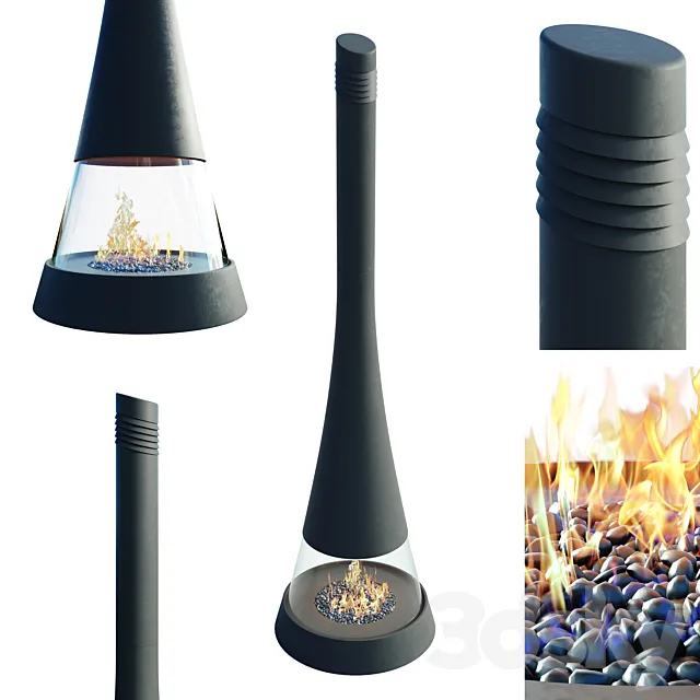 Fireplace LINEA 914 exclusively glazed 3DModel