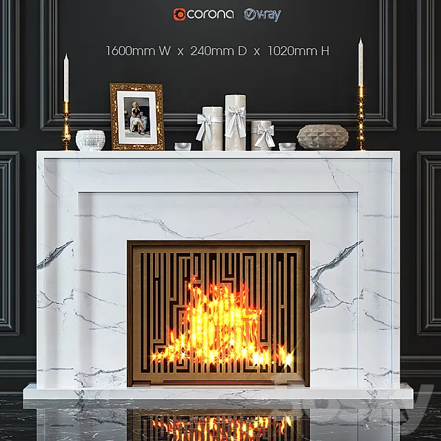 Fireplace marble 3D Model