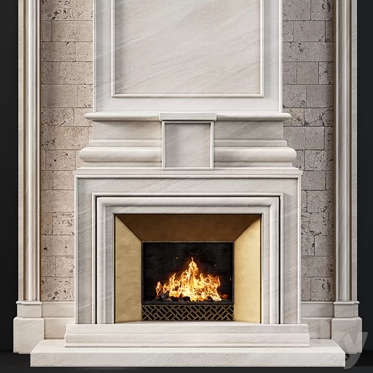 Fireplace modern 77 3D Model Free