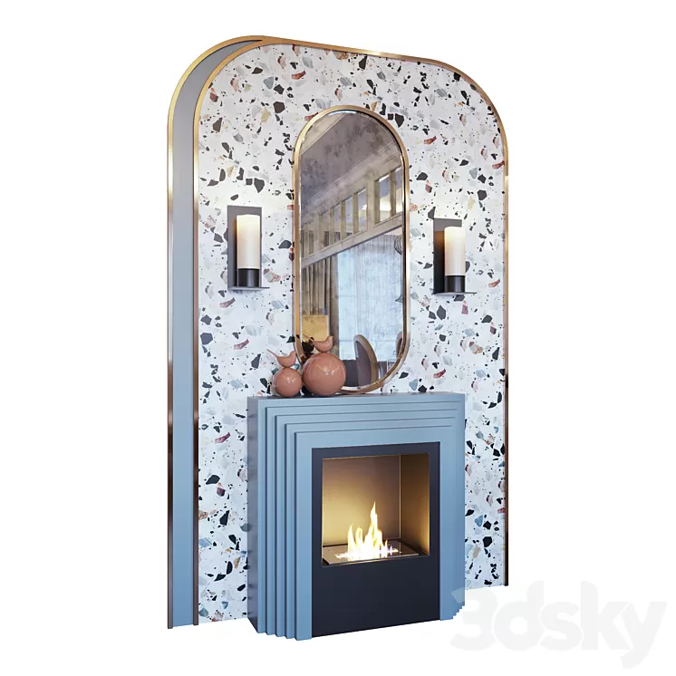 Fireplace sconce decor mirror and murals terrazzo murals (Fireplace sconce mirror and decor memphis 01 YOU)