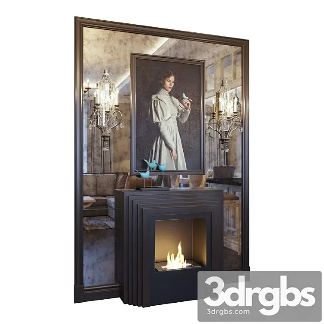 Fireplace sconce picture decor and mirror panel (fireplace sconce gianna picture and decor blue dark you) 3D Model Free