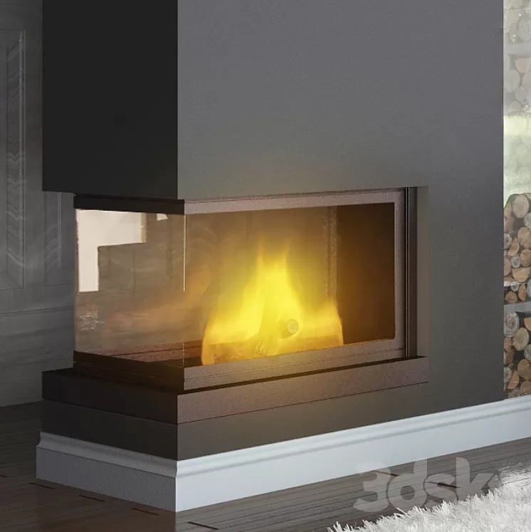Fireplace tripartite 3D Model
