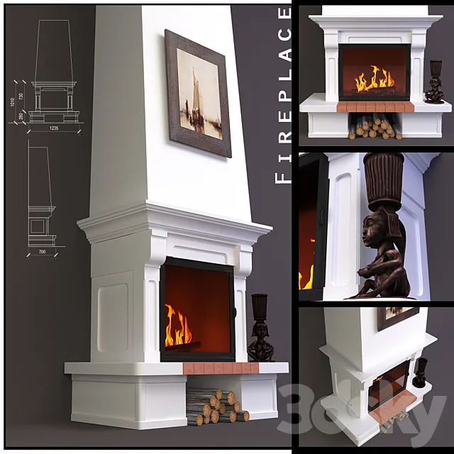 Fireplace wall 3DModel