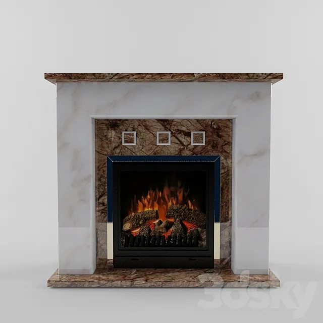 Fireplace with electric furnace 3DModel