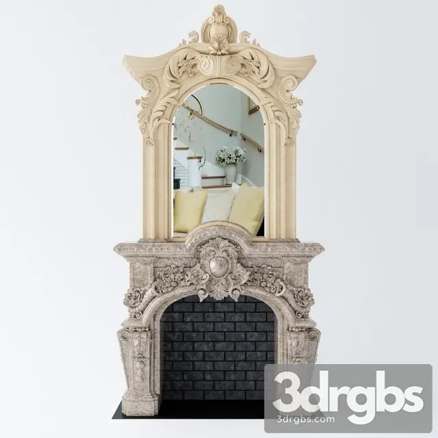 Fireplace With Mirror 3D Model Free
