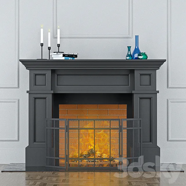Fireplace with screen Free Download