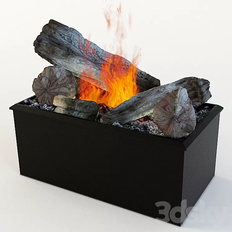 Fireplace with steam 3D Model