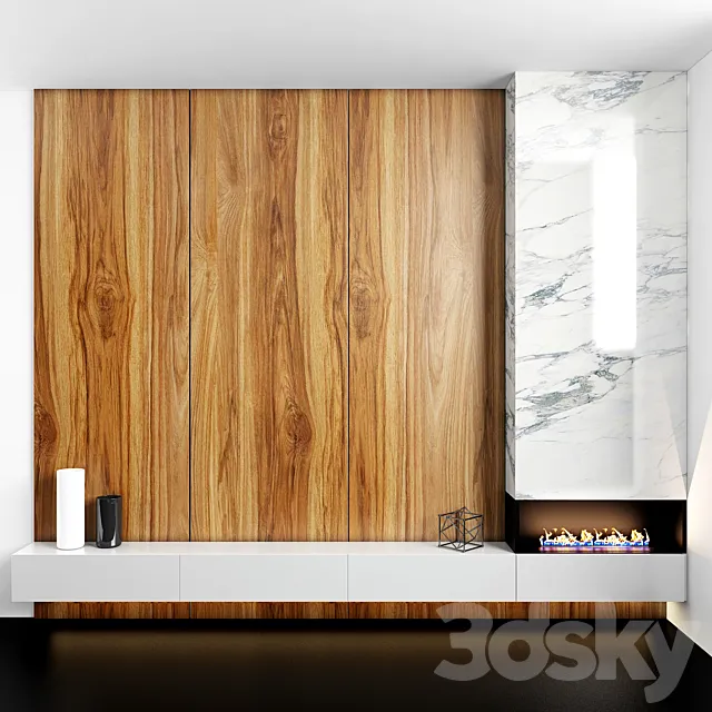 Fireplace & Wood TV zone 3DModel