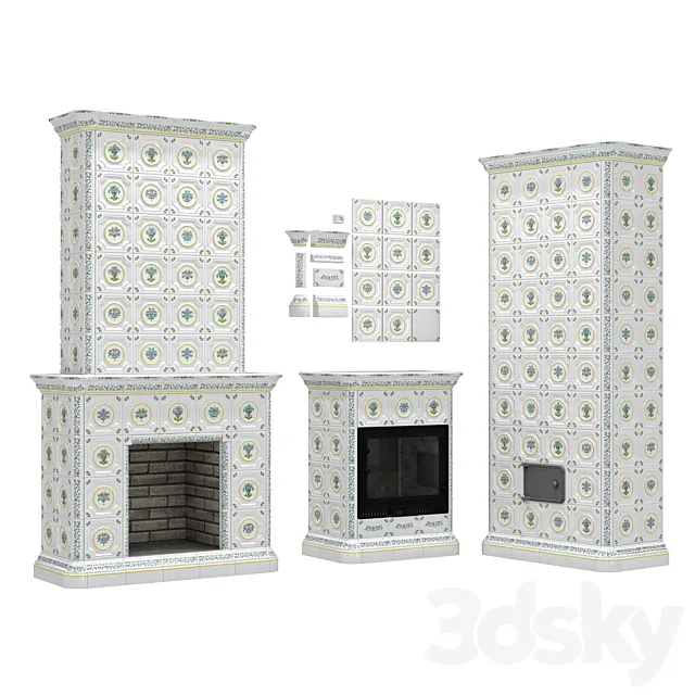Fireplaces and stove with Provence tiles Free Download