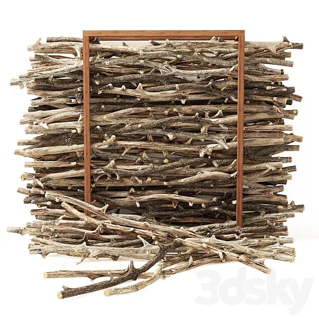Firewood branch old decor 3D Model