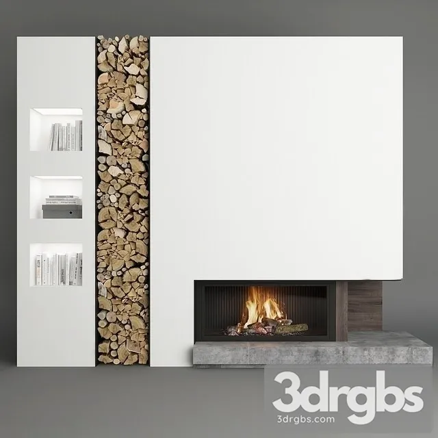 Firewood Fireplace 3D Model Free