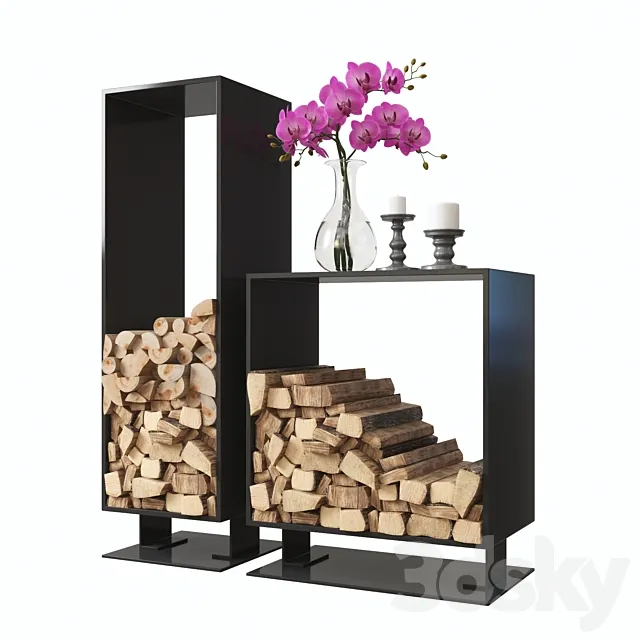 Firewood Storage Rack-set 3DModel