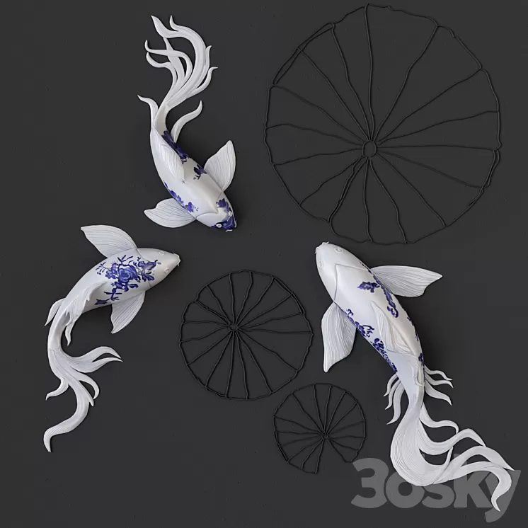 FISH Koi _ Wall Sculptures 3D Model