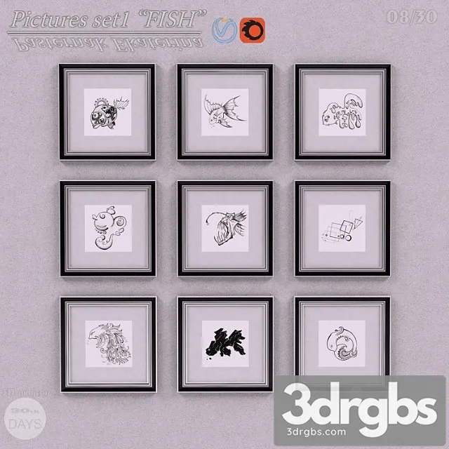 Fish Paintings 3D Model Free