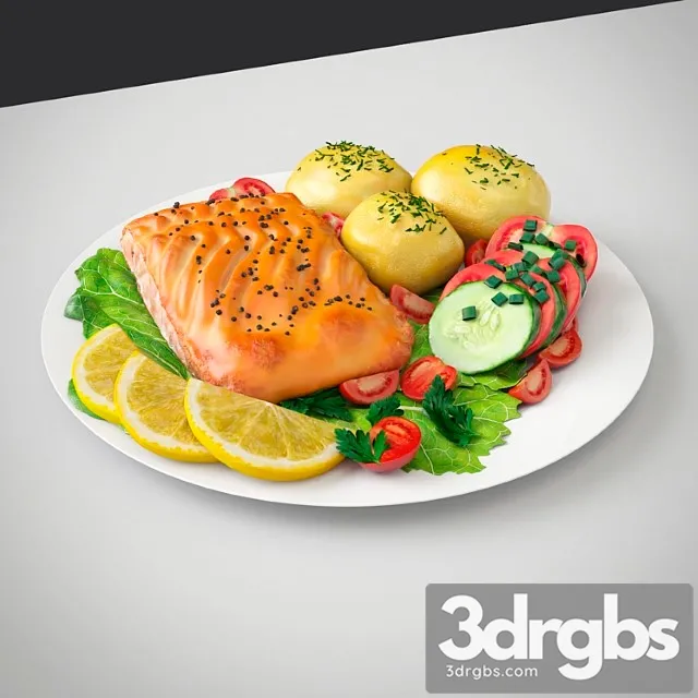 Fish with Vegetables 3D Model Free