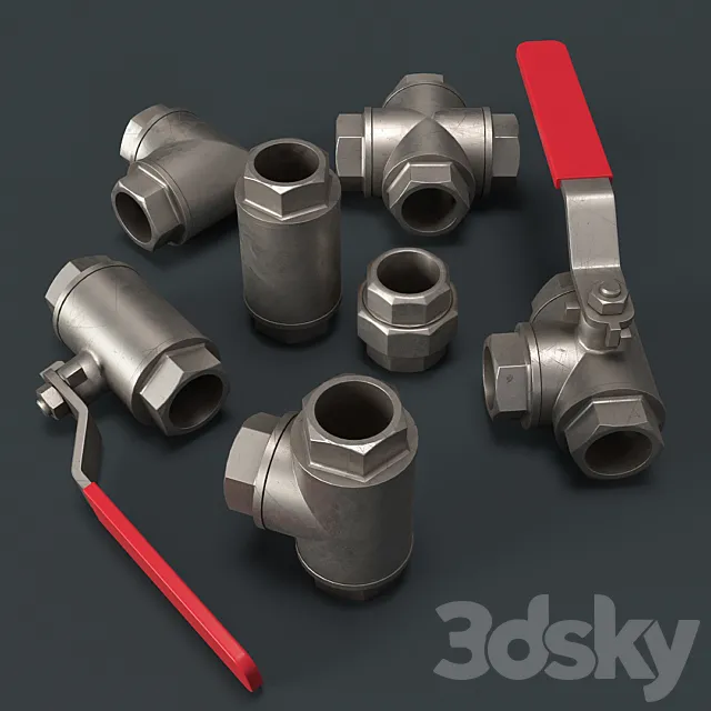 Fittings for water and gas pipelines 3D Model