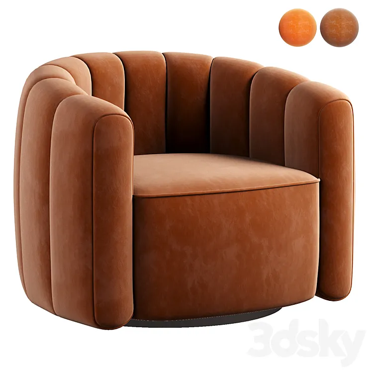FITZ RUSSET VELVET SWIVEL CHAIR 3D Model Free