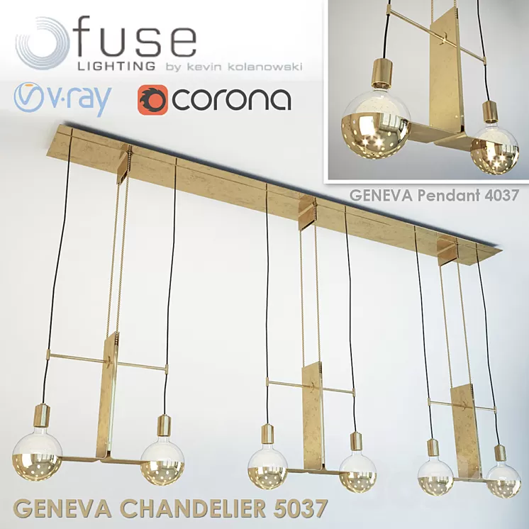 Fixtures and Geneva Chandelier Pendant by Fuse Lighting 3D Model