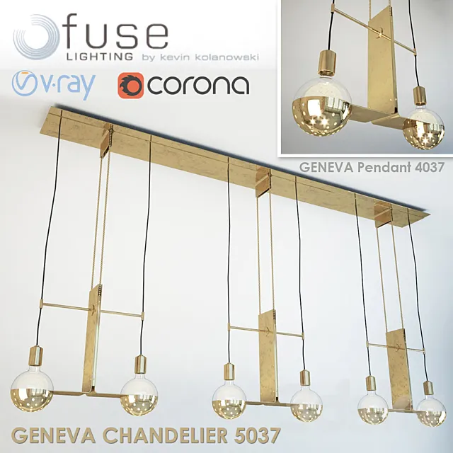 Fixtures and Geneva Chandelier Pendant by Fuse Lighting 3D Model