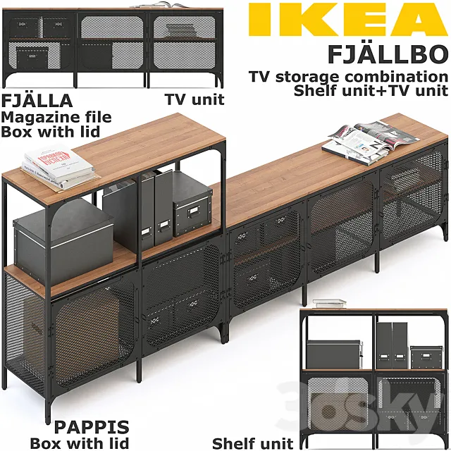 FJALLBO (FIELLBO) TV STORAGE COMBINATION 3D Model