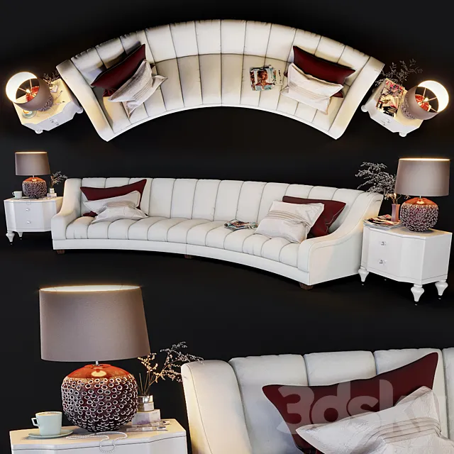 Flair Edition Contemporary Curved Sofa 3D Model