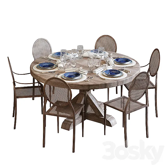 Flamant dining set 001 3D Model