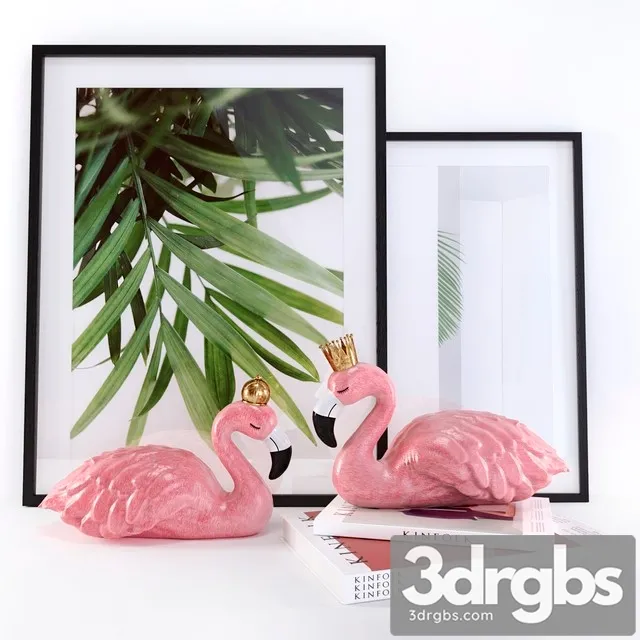 Flamingo Decorative Set 3D Model Free