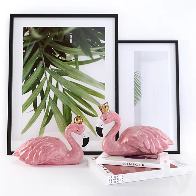 Flamingo Decorative Set 3D Model