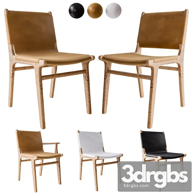 Flat and sling leather dining chairs 2 3D Model Free